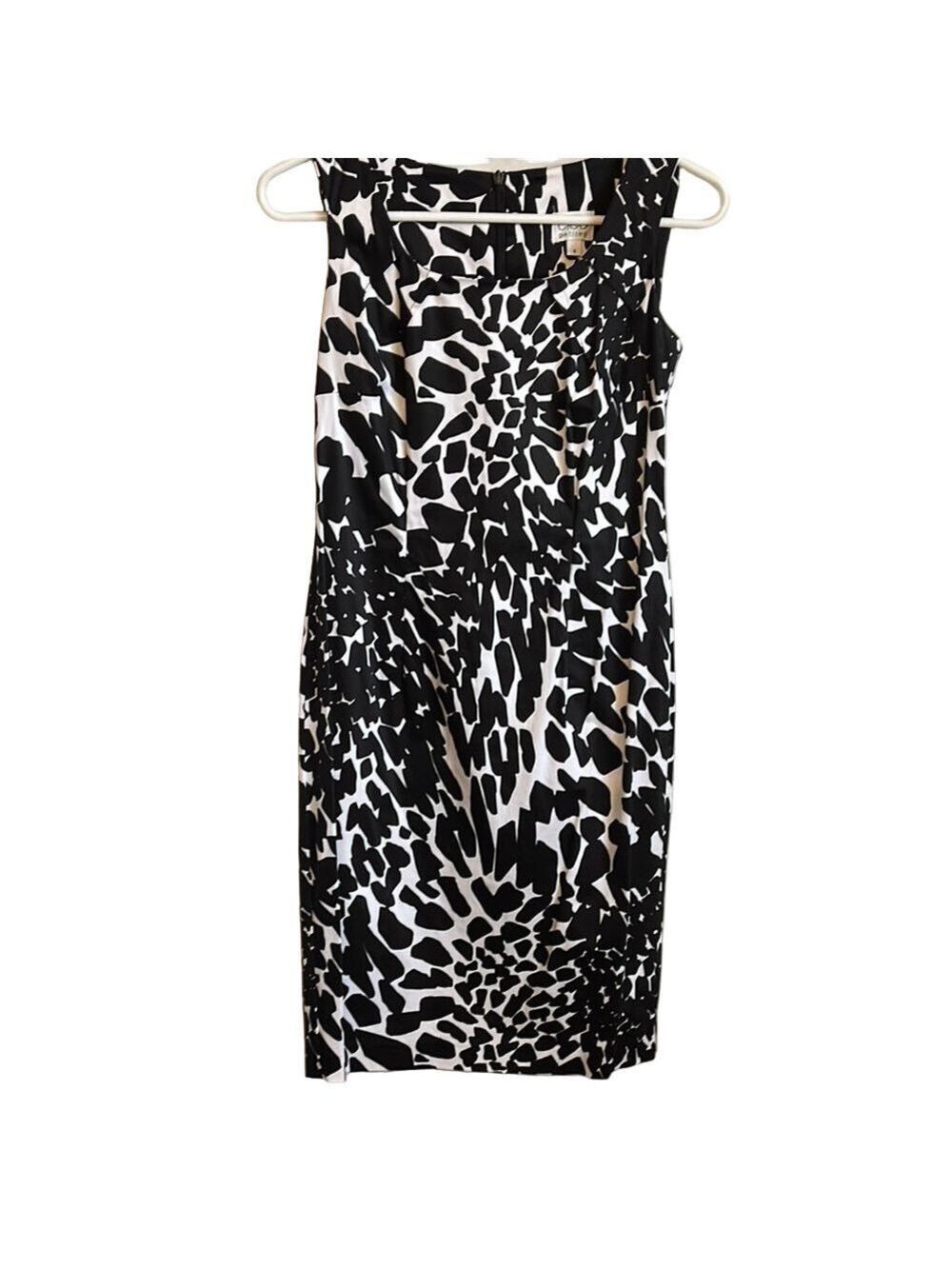 Cleo Petites Black and White Sleeveless Sheath Midi Dress